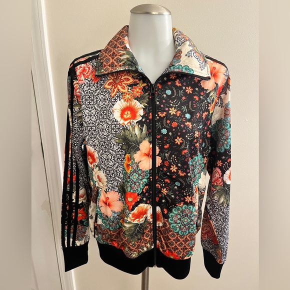 Adidas Wmns FARM Jardim Agharta Colab Track Jacket Floral Firebird Trefoil, Sz L - Picture 3 of 10